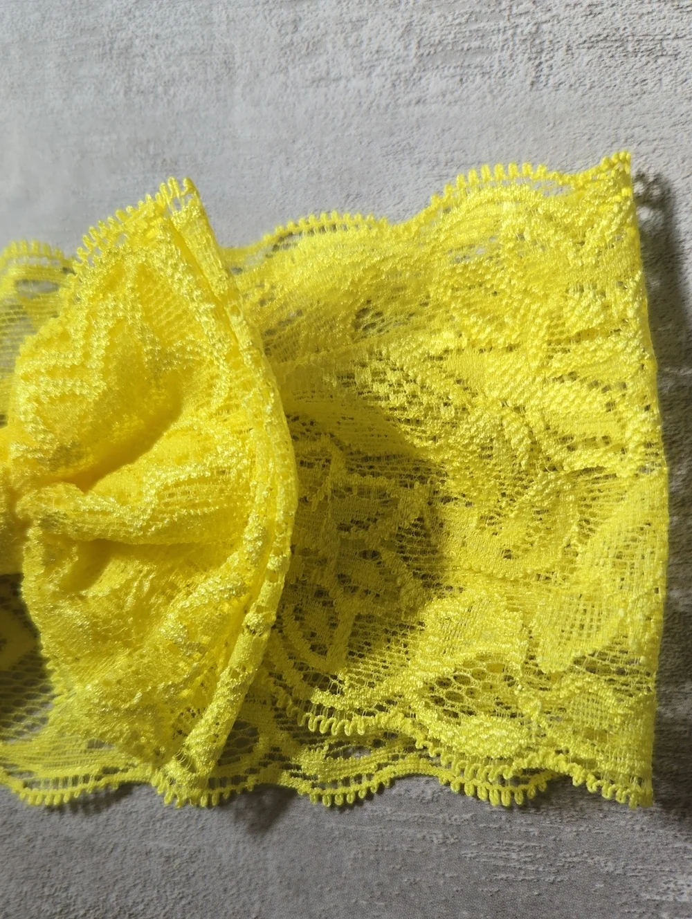 Baby Girl Yellow Lace Stretch Bow Headband Floral Toddler Hair Band Accessory